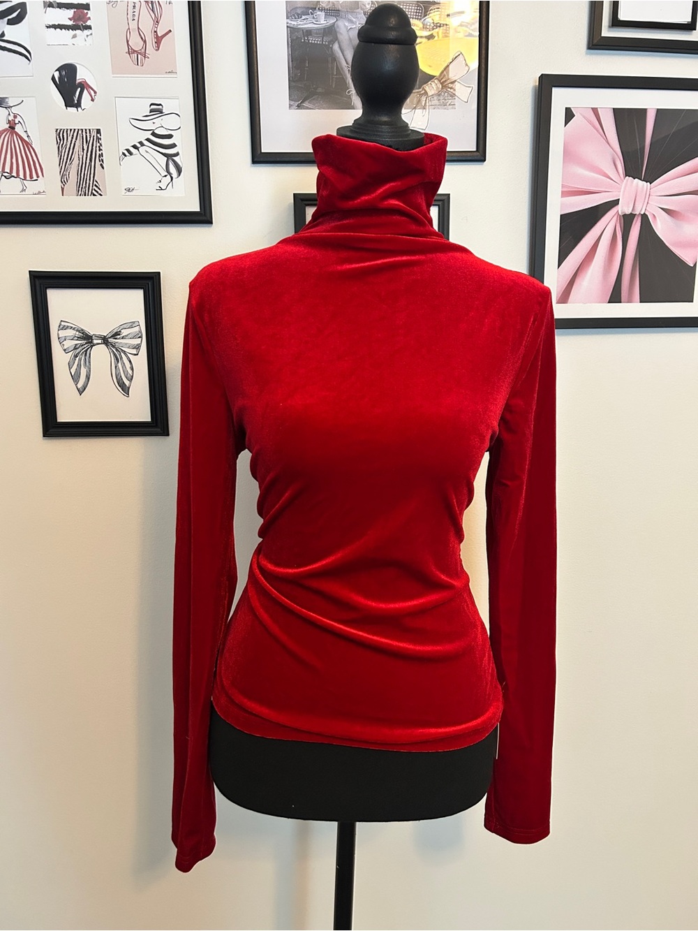 SHEIN Red Velvet Turtleneck Sweater